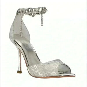 GUESS JADIEL EMBELLISHED ANKLE STRAP DRESS SANDALS SIZE 9